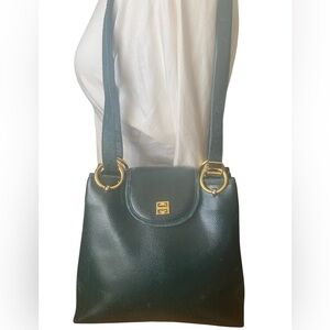 Vintage  Rare Givenchy Dark Green Leather Shoulder Bag.  1970’s/1980’s